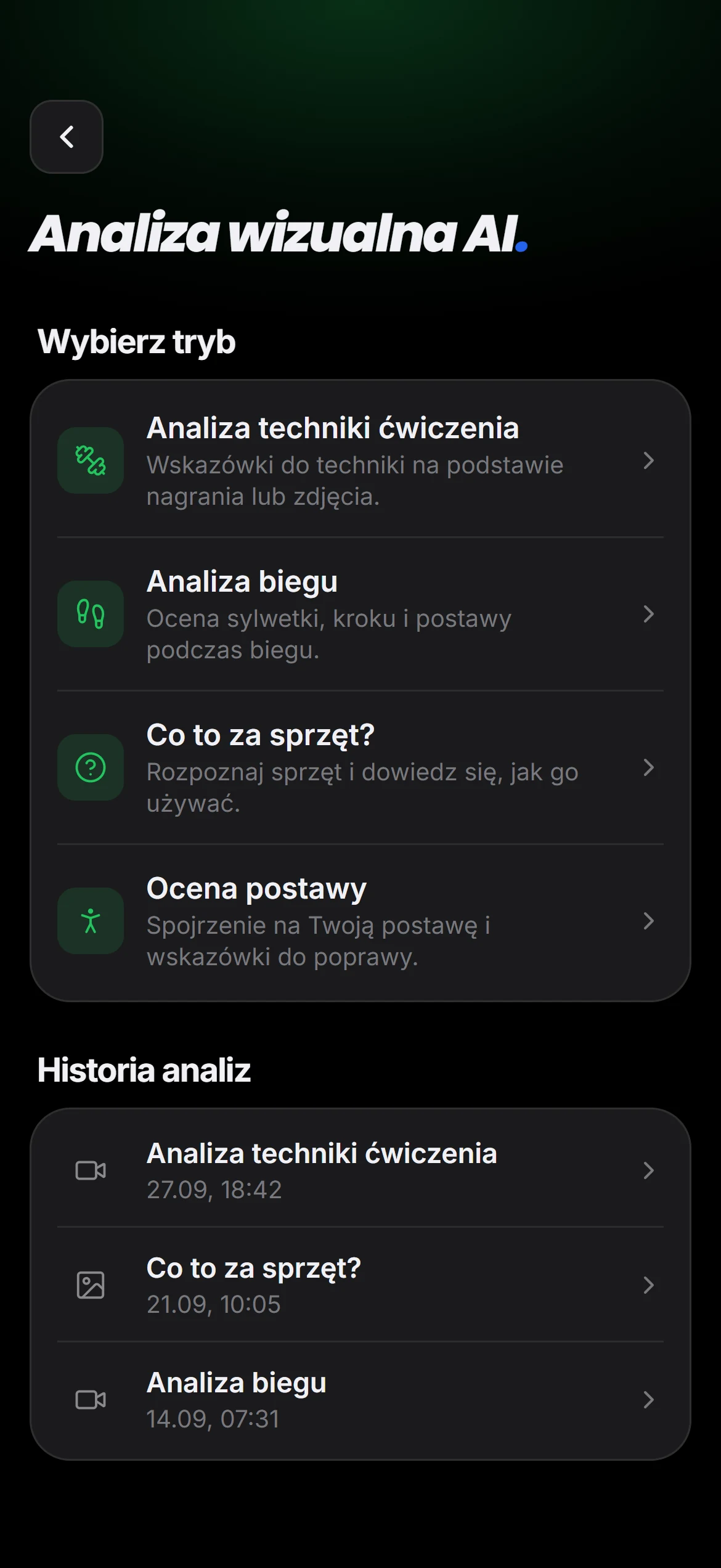 Analiza wizualna AI: technika ćwiczenia, analiza biegu, rozpoznanie sprzętu i ocena postawy