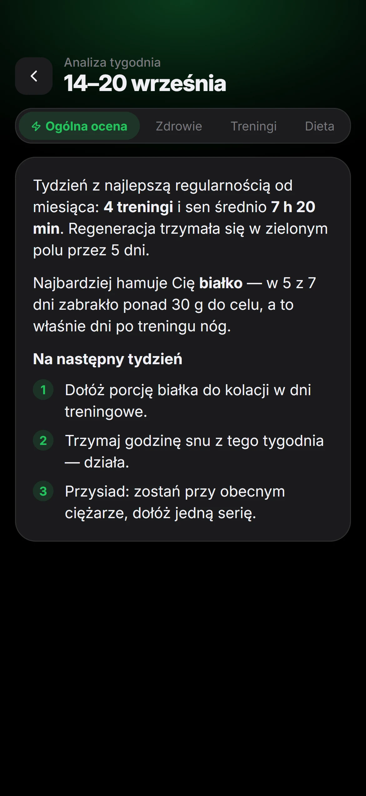 Raport tygodnia od Analityka AI: ogólna ocena i zalecenia na następny tydzień