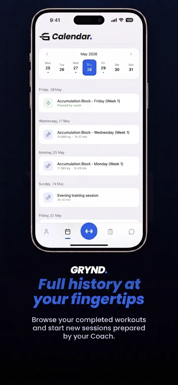 Workout calendar